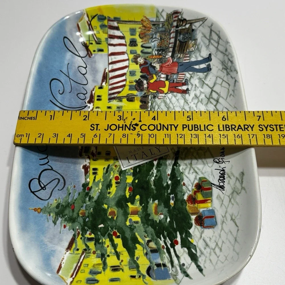 Ceramisia Buon Natale Plate Italian Plaza Signed Merry Christmas Italy 7x9